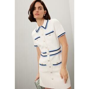 RTR Maje Risal White sweater Short Sleeve Collared Button Front Mini Dress Sz 8